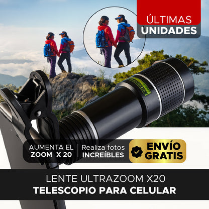 🔭✨ LENTE ULTRAZOOM X20 TELESCOPIO PARA CELULAR 🔭📸