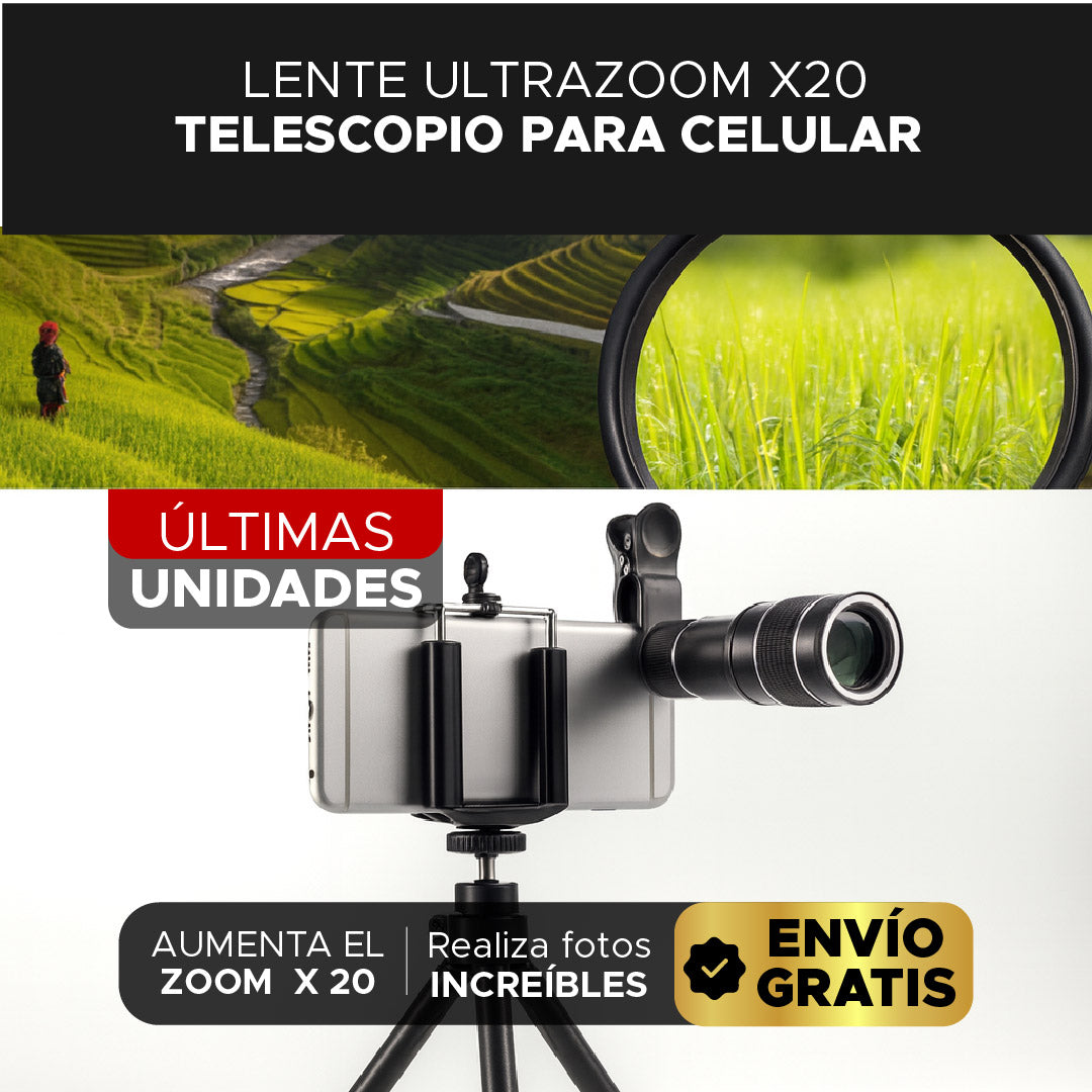 🔭✨ LENTE ULTRAZOOM X20 TELESCOPIO PARA CELULAR 🔭📸