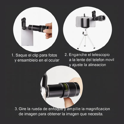 🔭✨ LENTE ULTRAZOOM X20 TELESCOPIO PARA CELULAR 🔭📸