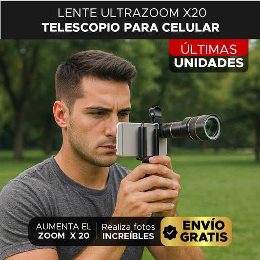 🔭✨ LENTE ULTRAZOOM X20 TELESCOPIO PARA CELULAR 🔭📸