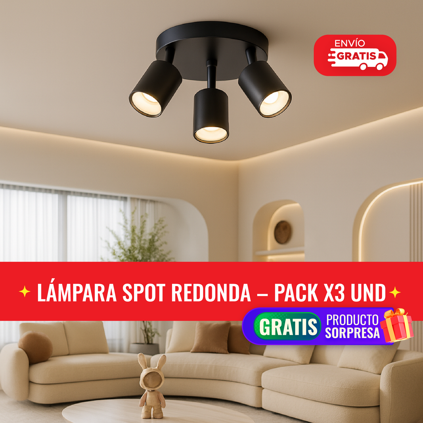 🌟💡 SPOTLIGHT PRO™ – LÁMPARA PACK X3 UNIDADES + 🎁REGALO