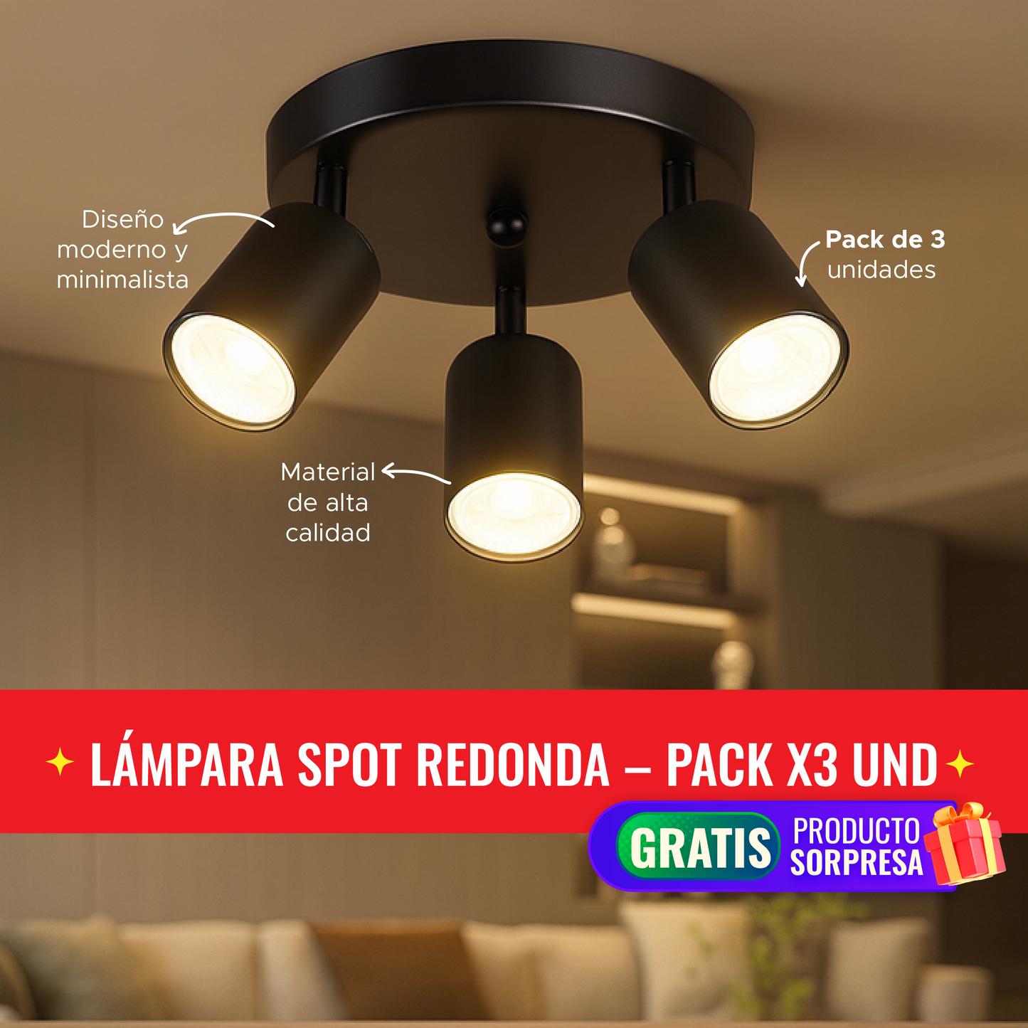 🌟💡 SPOTLIGHT PRO™ – LÁMPARA PACK X3 UNIDADES + 🎁REGALO