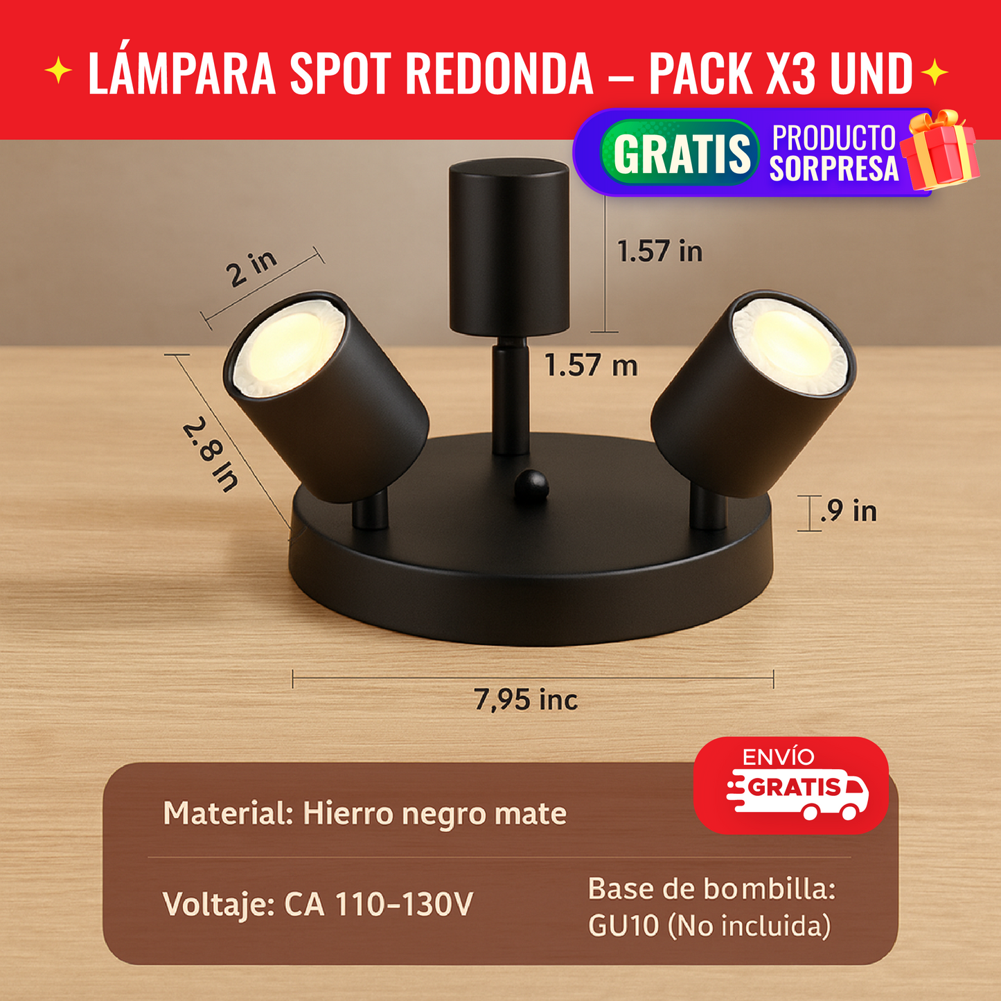 🌟💡 SPOTLIGHT PRO™ – LÁMPARA PACK X3 UNIDADES + 🎁REGALO