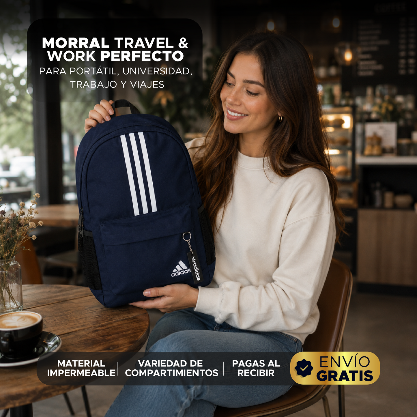 🔥🚀 Morral Adidas Premium Waterproof 💻✨