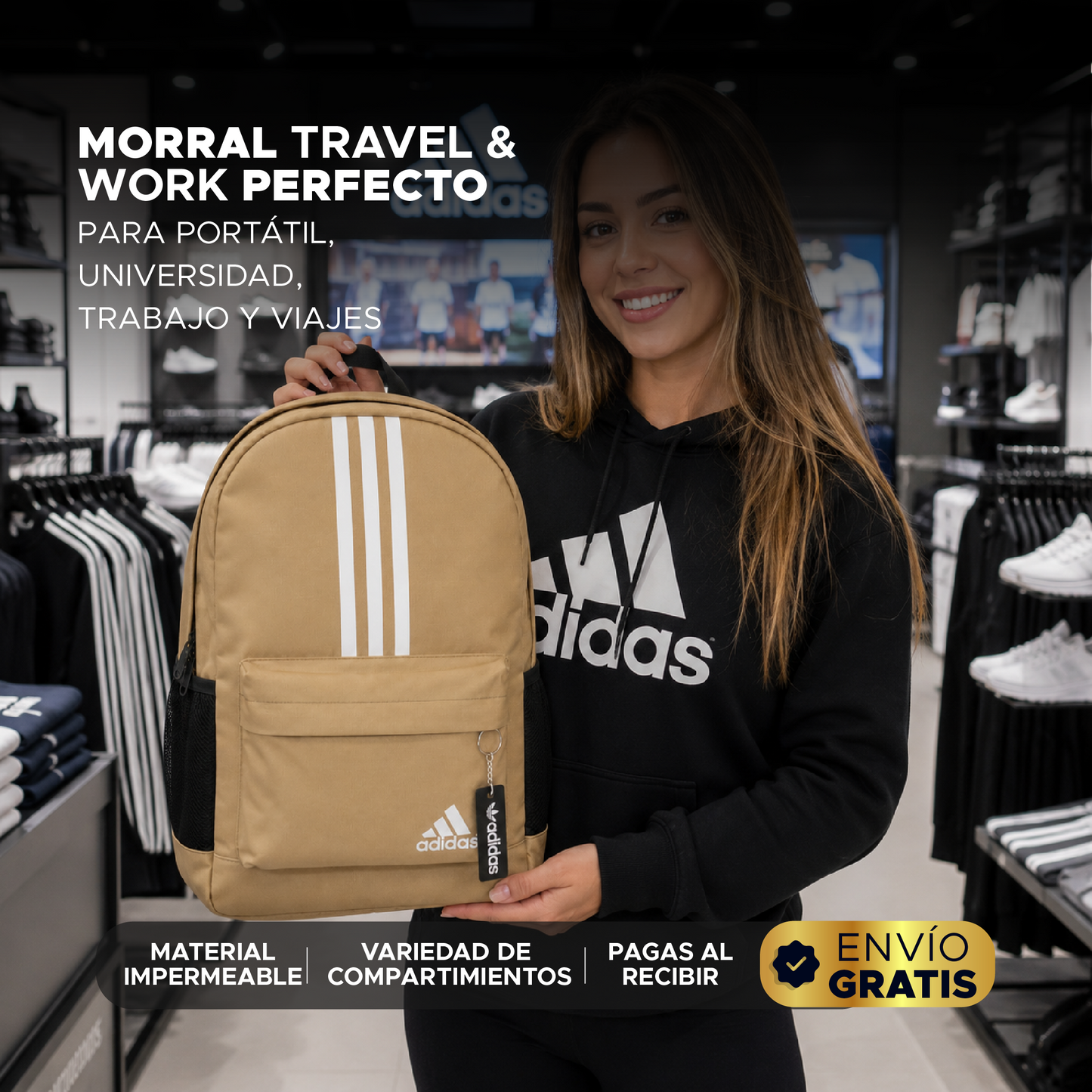 🔥🚀 Morral Adidas Premium Waterproof 💻✨