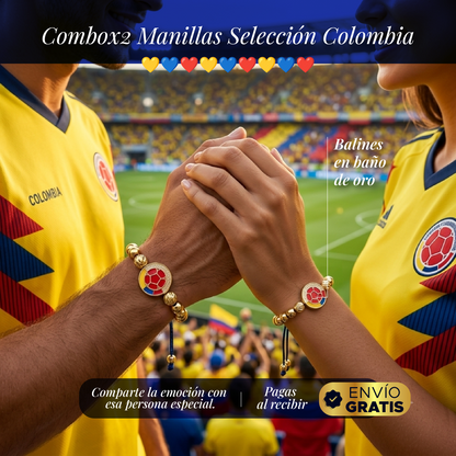 ⚽🔥 ¡SET X 2 PULSERAS CON BALINES EN BAÑO DE ORO! PASIÓN POR LA SELECCIÓN🔥⚽