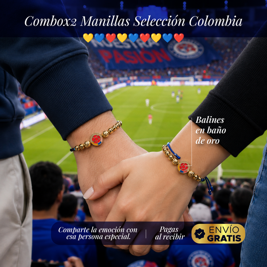 ⚽🔥 ¡SET X 2 PULSERAS CON BALINES EN BAÑO DE ORO! PASIÓN POR LA SELECCIÓN🔥⚽