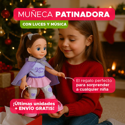 🎁💖 MUÑECA PATINADORA CON LUCES Y MÚSICA 🌟✨