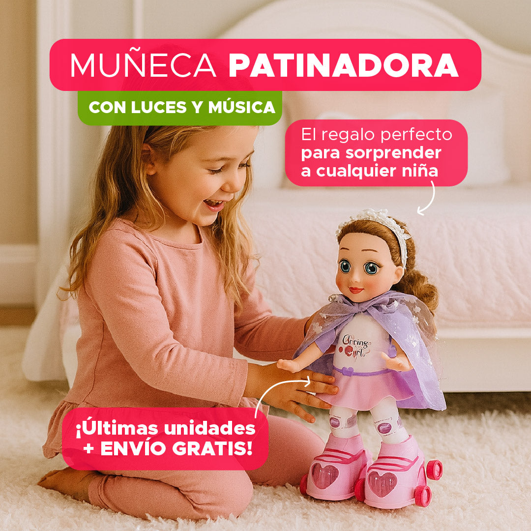 🎁💖 MUÑECA PATINADORA CON LUCES Y MÚSICA 🌟✨
