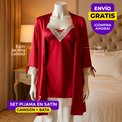 🌙🌸SATÍN SET™ PIJAMA LEVANTADORA EN SATIN 🌙🌸