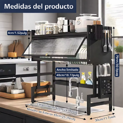 🍽️🧼  Platero Organizador Pro en Acero con Cajón 🏡✨