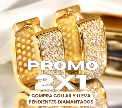 🎁PROMO Elogio Imperial 💛 Collar con baño de  Oro  + Pendientes Diamantados💎