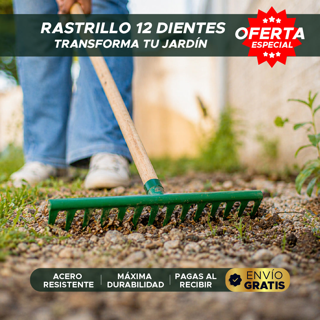 🌿🔥 Rastrillo de acero 12 Dientes 🌱 Transforma tu Jardín 💪
