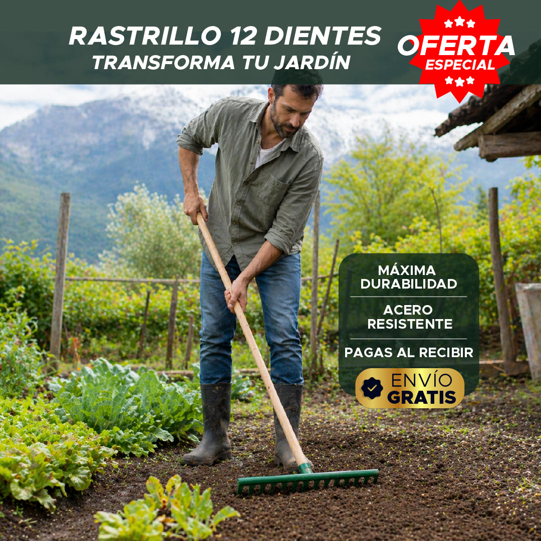 🌿🔥 Rastrillo de acero 12 Dientes 🌱 Transforma tu Jardín 💪