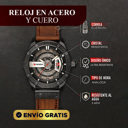⭐ RELOJ EN ACERO Y CUERO GENUINO🕰️✨