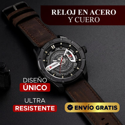⭐ RELOJ EN ACERO Y CUERO GENUINO🕰️✨
