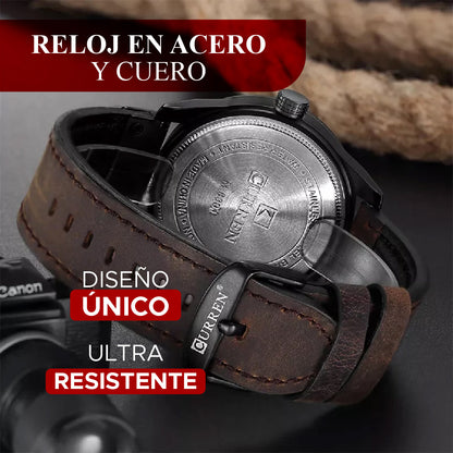 ⭐ RELOJ EN ACERO Y CUERO GENUINO🕰️✨