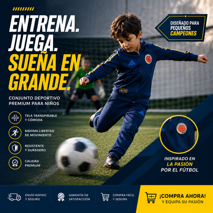 SUDADERA CAMPEONES KIDS 🇨🇴⚽ ¡LA SUDADERA OFICIAL DE LOS PEQUEÑOS HINCHAS! ⚽🇨🇴