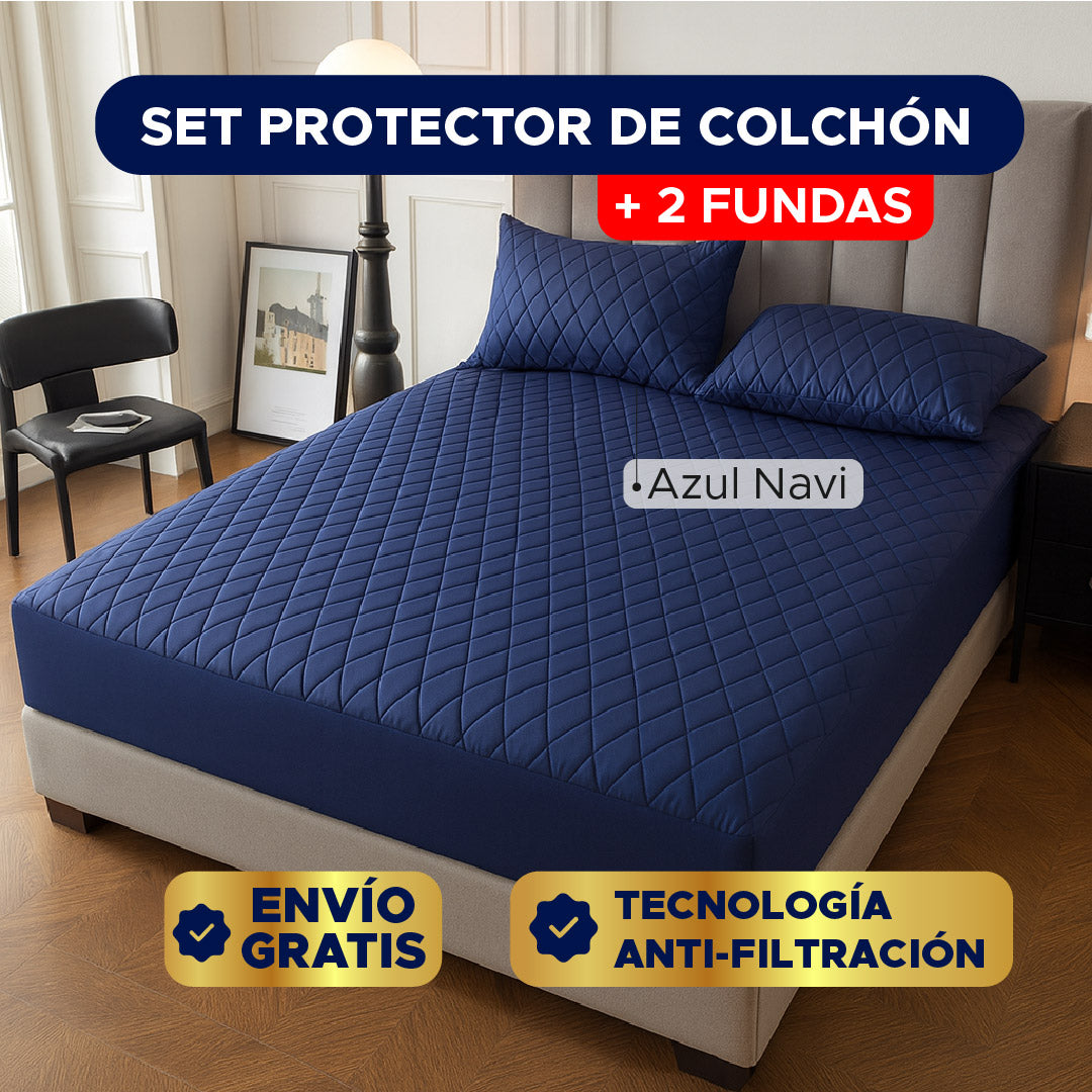 🛏️✨ SET PROTECTOR DE COLCHÓN + 2 FUNDAS PREMIUM 💡