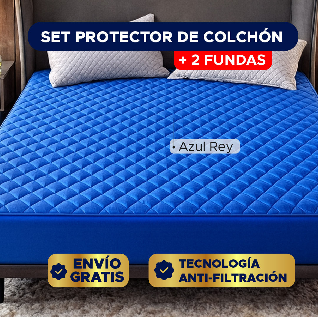 🛏️✨ SET PROTECTOR DE COLCHÓN + 2 FUNDAS PREMIUM 💡