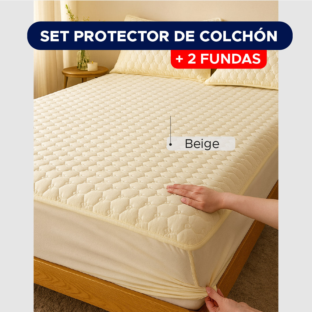 🛏️✨ SET PROTECTOR DE COLCHÓN + 2 FUNDAS PREMIUM 💡