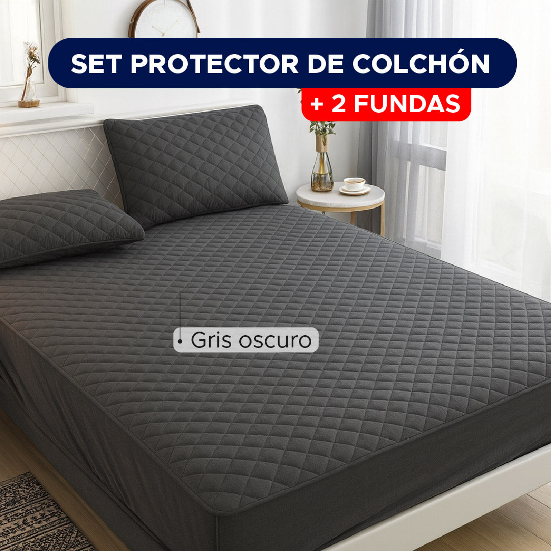 🛏️✨ SET PROTECTOR DE COLCHÓN + 2 FUNDAS PREMIUM 💡