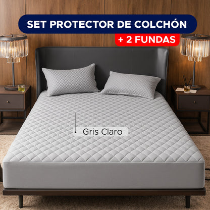 🛏️✨ SET PROTECTOR DE COLCHÓN + 2 FUNDAS PREMIUM 💡