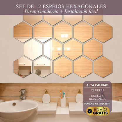 ✨ HEXAGLOW MIRROR 🪞 SET X12 ESPEJOS HEXAGONALES ✨