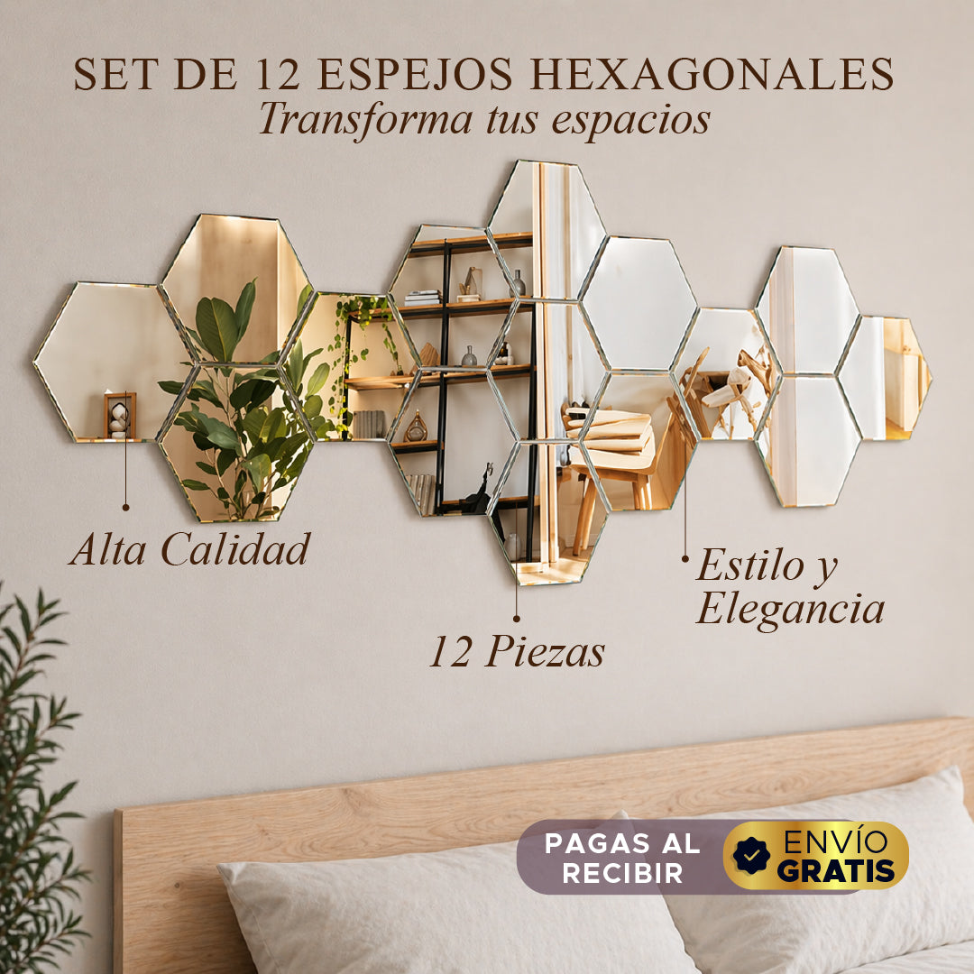 ✨ HEXAGLOW MIRROR 🪞 SET X12 ESPEJOS HEXAGONALES ✨
