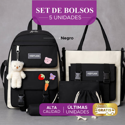 🌸 SET DE BOLSOS 5 UNDS – Elegancia, Espacio y Versatilidad en un Solo Pack ✨👜