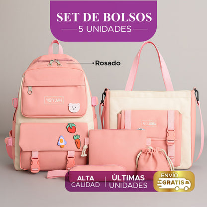🌸 SET DE BOLSOS 5 UNDS – Elegancia, Espacio y Versatilidad en un Solo Pack ✨👜