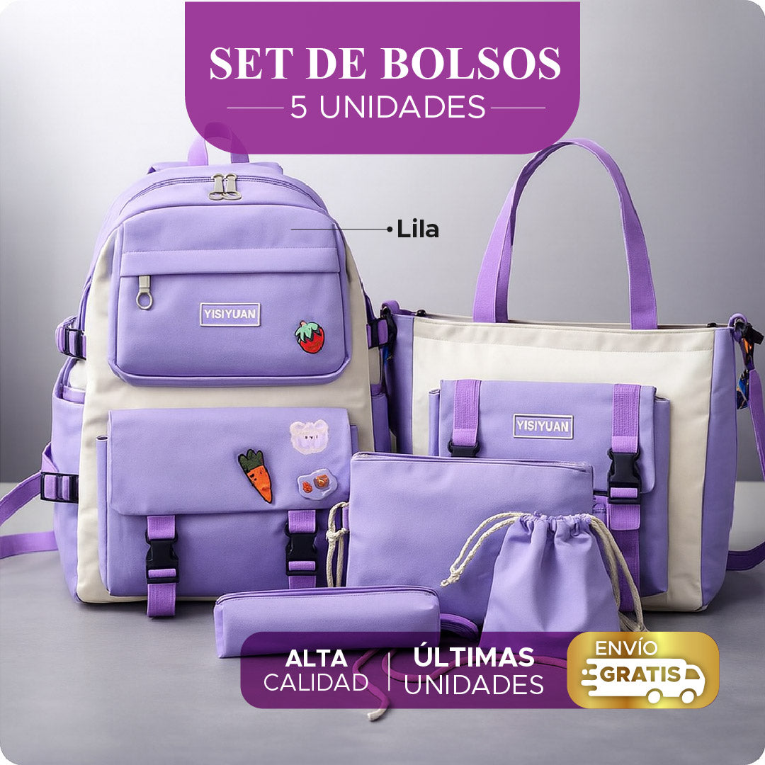 🌸 SET DE BOLSOS 5 UNDS – Elegancia, Espacio y Versatilidad en un Solo Pack ✨👜