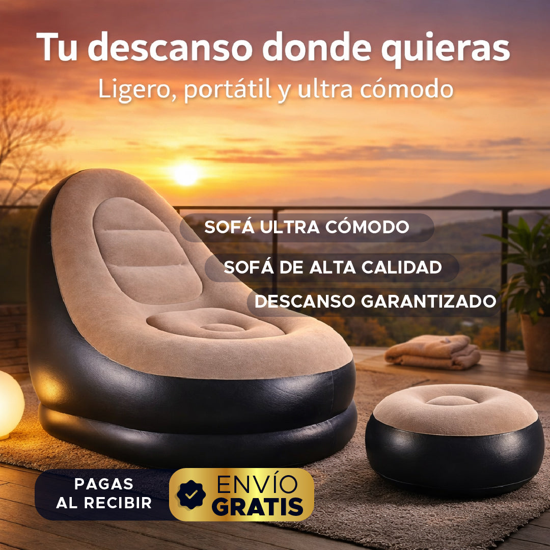🌟🛋️ CloudRest™ Sofa Inflable Premium 💨✨ Con Descansapiés 💎