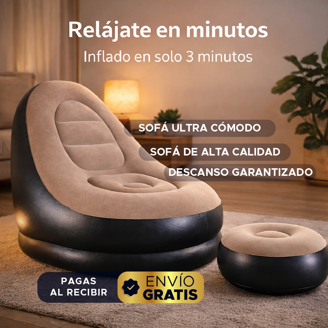 🌟🛋️ CloudRest™ Sofa Inflable Premium 💨✨ Con Descansapiés 💎