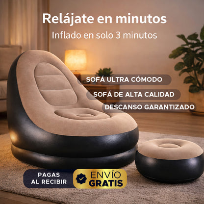 🌟🛋️ CloudRest™ Sofa Inflable Premium 💨✨ Con Descansapiés 💎