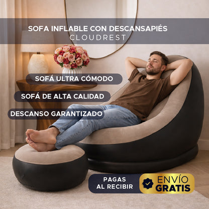 🌟🛋️ CloudRest™ Sofa Inflable Premium 💨✨ Con Descansapiés 💎