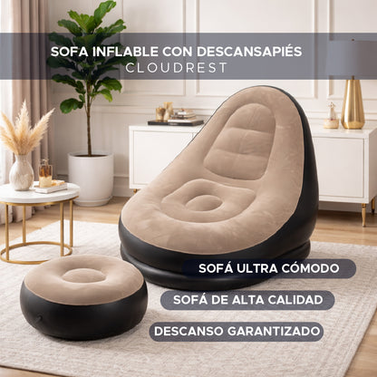 🌟🛋️ CloudRest™ Sofa Inflable Premium 💨✨ Con Descansapiés 💎