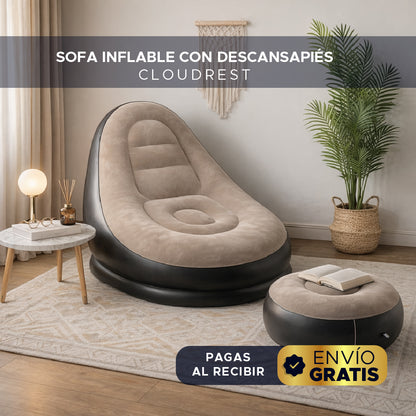 🌟🛋️ CloudRest™ Sofa Inflable Premium 💨✨ Con Descansapiés 💎
