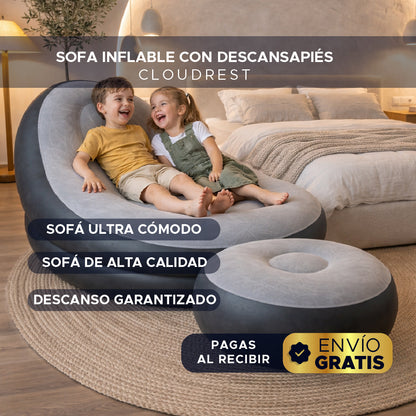 🌟🛋️ CloudRest™ Sofa Inflable Premium 💨✨ Con Descansapiés 💎