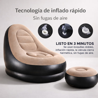 🌟🛋️ CloudRest™ Sofa Inflable Premium 💨✨ Con Descansapiés 💎