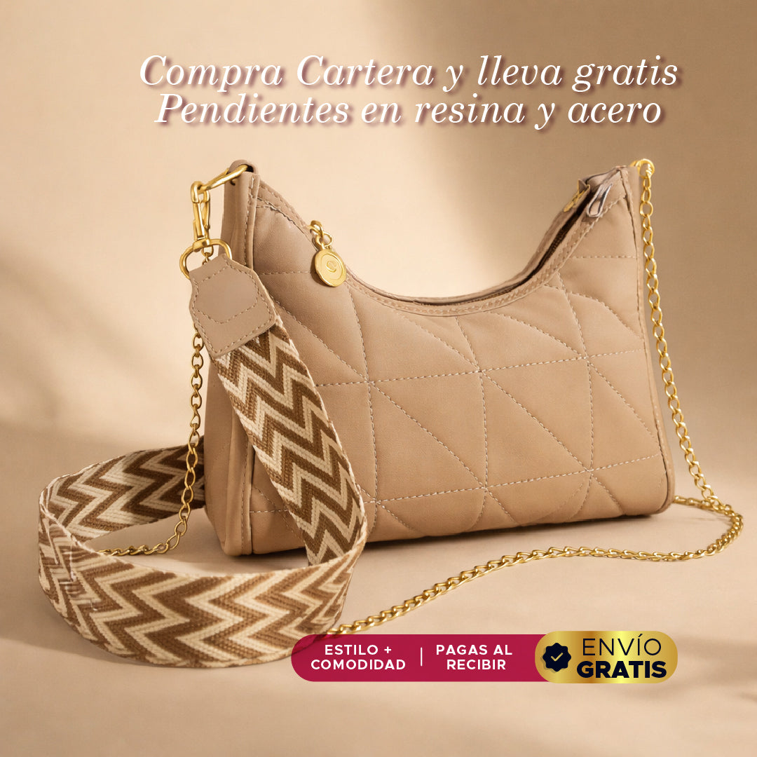 👜💖 Set Elegance Bloom 🌸👑 Cartera Luxe + Aretes Floral Gold 👜🌷