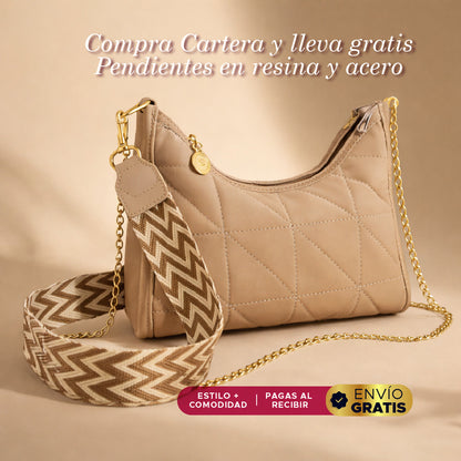 👜💖 Set Elegance Bloom 🌸👑 Cartera Luxe + Aretes Floral Gold 👜🌷