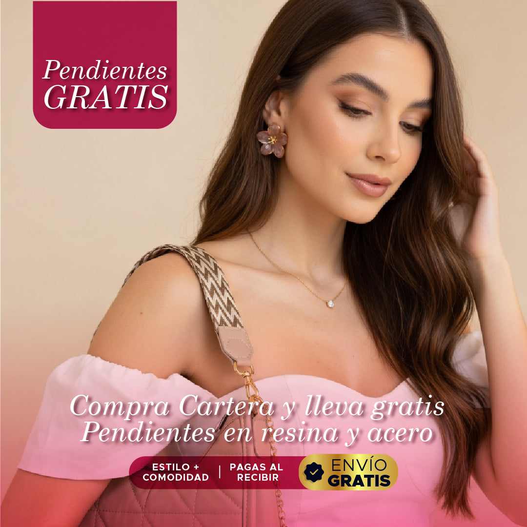 👜💖 Set Elegance Bloom 🌸👑 Cartera Luxe + Aretes Floral Gold 👜🌷