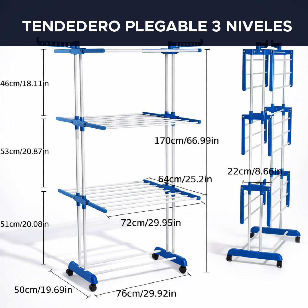 🏠🏙️ Tendedero Plegable de 3 Niveles 🧺✨