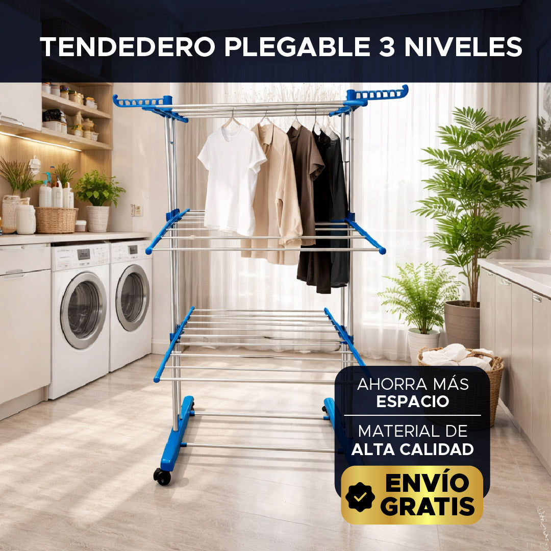 🏠🏙️ Tendedero Plegable de 3 Niveles 🧺✨