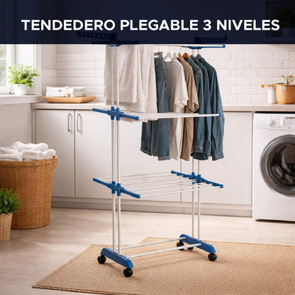 🏠🏙️ Tendedero Plegable de 3 Niveles 🧺✨