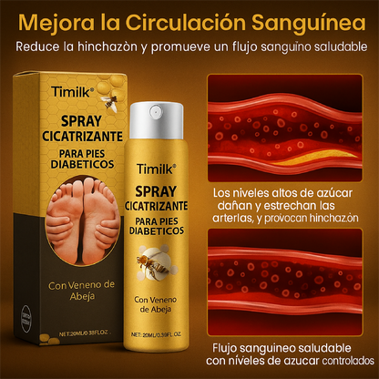 🦶✨ TIMILK® 2x1 SPRAY CURATIVO PARA PIES DIABÉTICOS A BASE DE VENENO DE ABEJASS 🐝