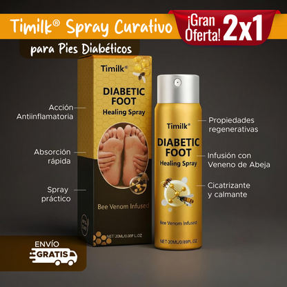 🦶✨ TIMILK® 2x1 SPRAY CURATIVO PARA PIES DIABÉTICOS A BASE DE VENENO DE ABEJASS 🐝