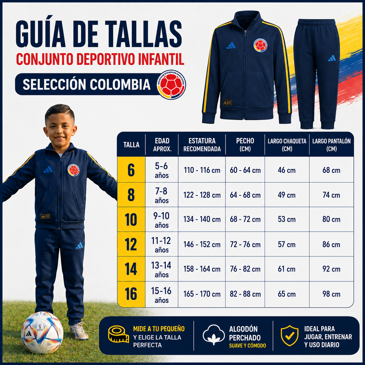 SUDADERA CAMPEONES KIDS 🇨🇴⚽ ¡LA SUDADERA OFICIAL DE LOS PEQUEÑOS HINCHAS! ⚽🇨🇴