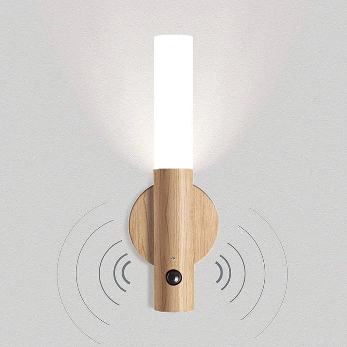 💡WoodGlow™ Lámpara de pared de madera con sensor de movimiento  - inalambrica